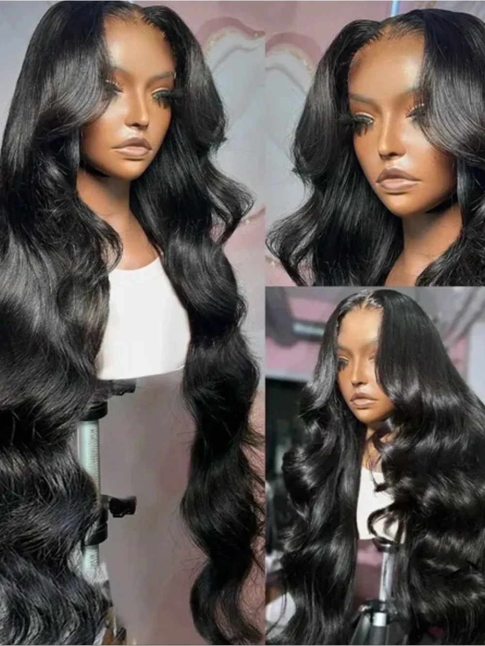 Long Wavy Black Women's Lace Front Wig - Smooth Body Waves